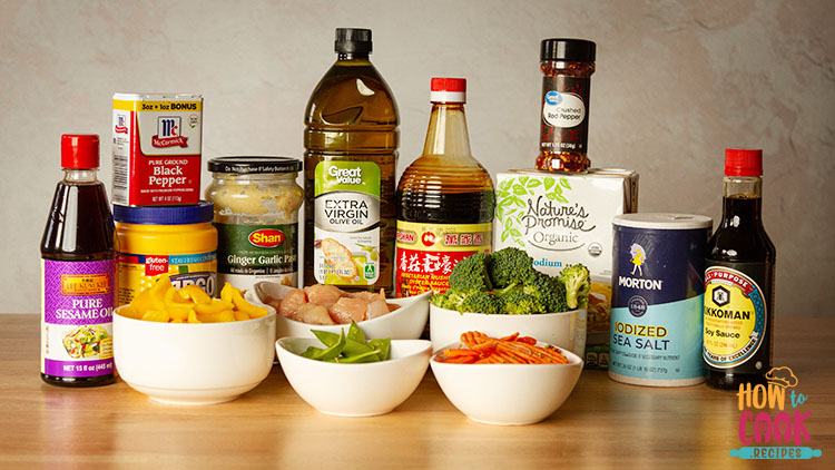 Ingredients to make stir fry